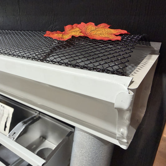 Aluminum gutter guard mesh for 6 inch K-style gutters. Snap-in leaf screen blocks debris while water flows through. Contractor packs. GutterAll OR.