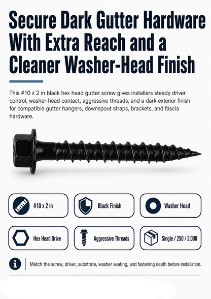 Speed Master?? #10 x 2 in. Hex Head Screw BLACK (No Washer)