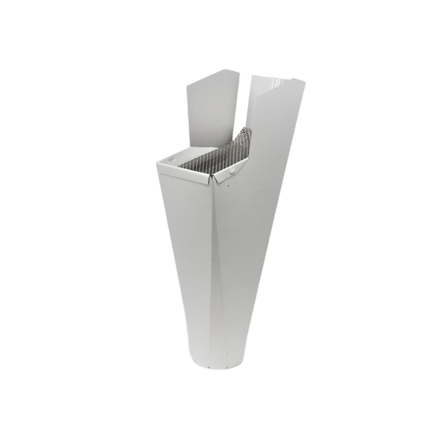 GutterAll aluminum downspout cleanout with integrated debris screen shown in white finish