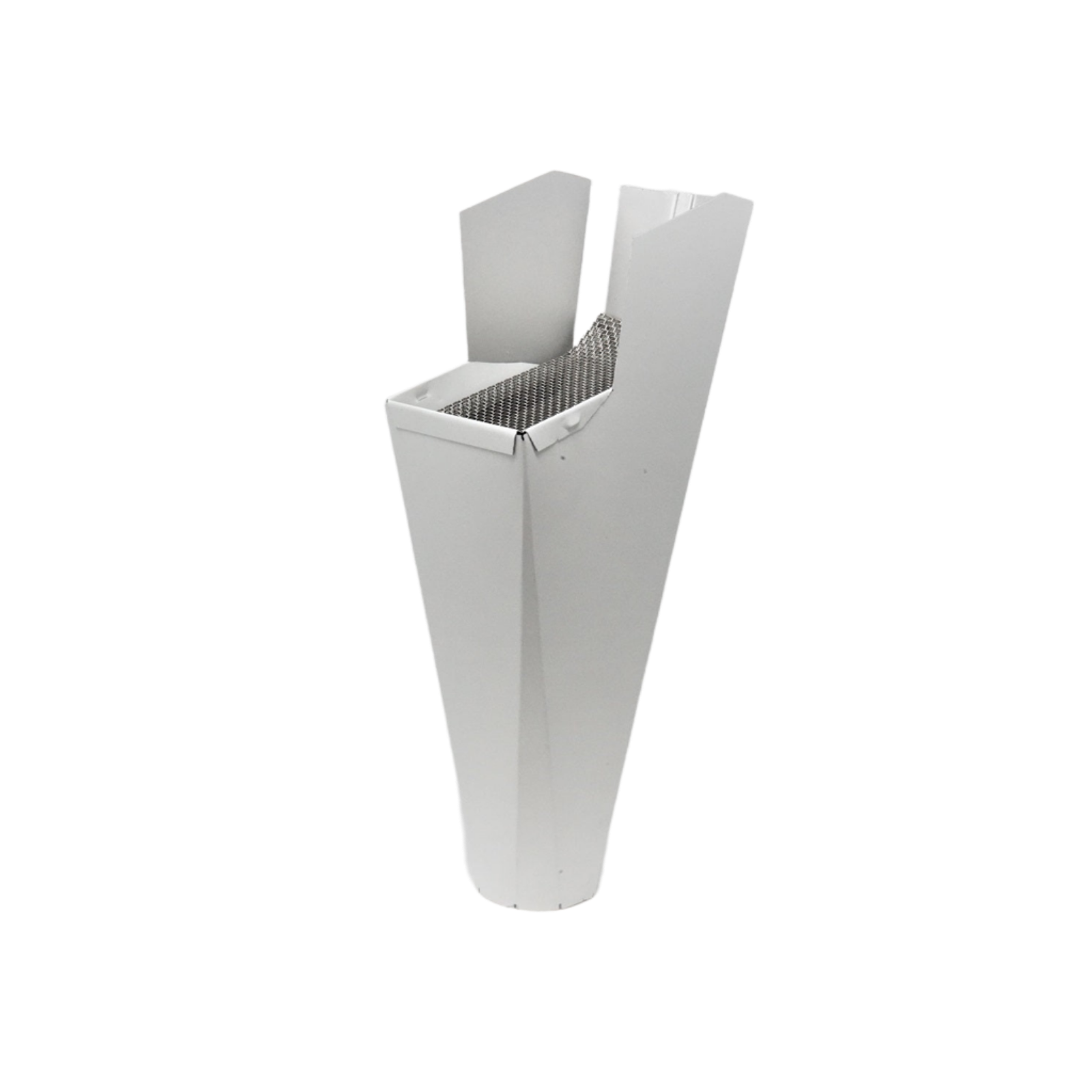 GutterAll aluminum downspout cleanout with integrated debris screen shown in white finish