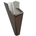 Beaver Brown aluminum gutter downspout cleanout with debris screen filtering leaves before the downspout.