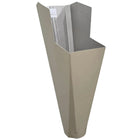 Raffia Beige aluminum gutter downspout cleanout with debris screen filtering leaves before the downspout.