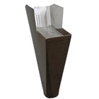 Rustic Copper aluminum gutter downspout cleanout with debris screen filtering leaves before the downspout.