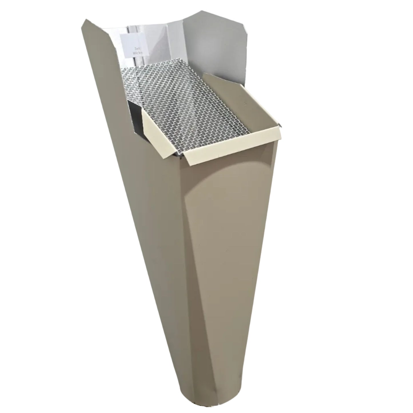 Wicker aluminum gutter downspout cleanout with debris screen filtering leaves before the downspout.