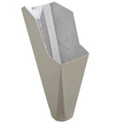 2x3 Almond aluminum gutter downspout cleanout with debris screen filtering leaves before the downspout.