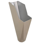 2x3 Classic Cream aluminum gutter downspout cleanout with debris screen filtering leaves before the downspout.