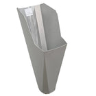 2x3 Colonial Gray  aluminum gutter downspout cleanout with debris screen filtering leaves before the downspout.