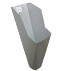 2x3-Galvalume_Plus aluminum gutter downspout cleanout with debris screen filtering leaves before the downspout.