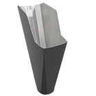 2x3 Tuxedo Gray aluminum gutter downspout cleanout with debris screen filtering leaves before the downspout.