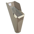 2x3 Wicker aluminum gutter downspout cleanout with debris screen filtering leaves before the downspout.