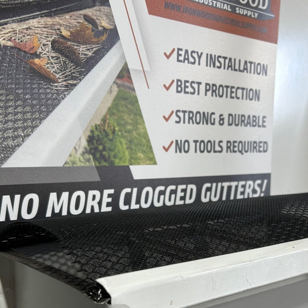 Ironwood gutter guard installed on residential gutter system protecting from leaves and debris
