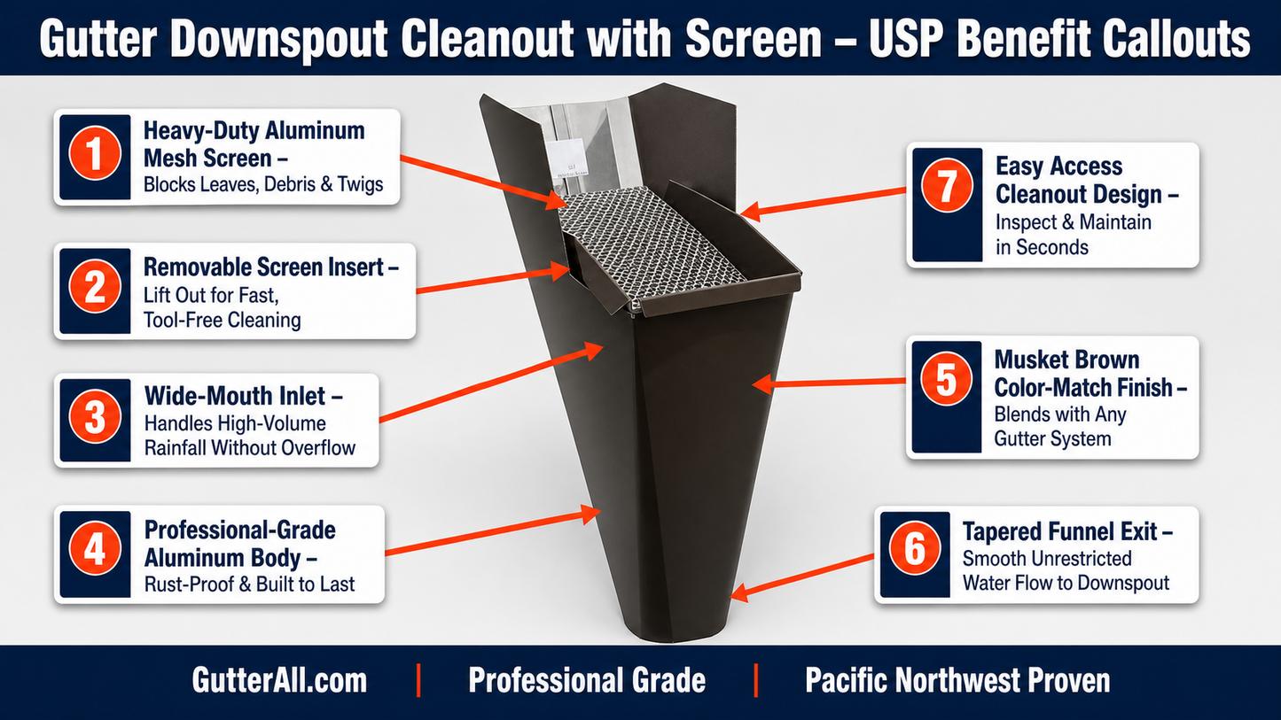 Aluminum Downspout Cleanout Screen Underground Drain Clog Prevention