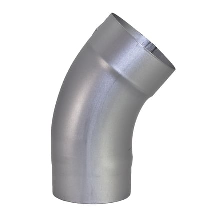 Euro 40 Degree Smooth Round Elbow in metallic silver - premium aluminum downspout connector