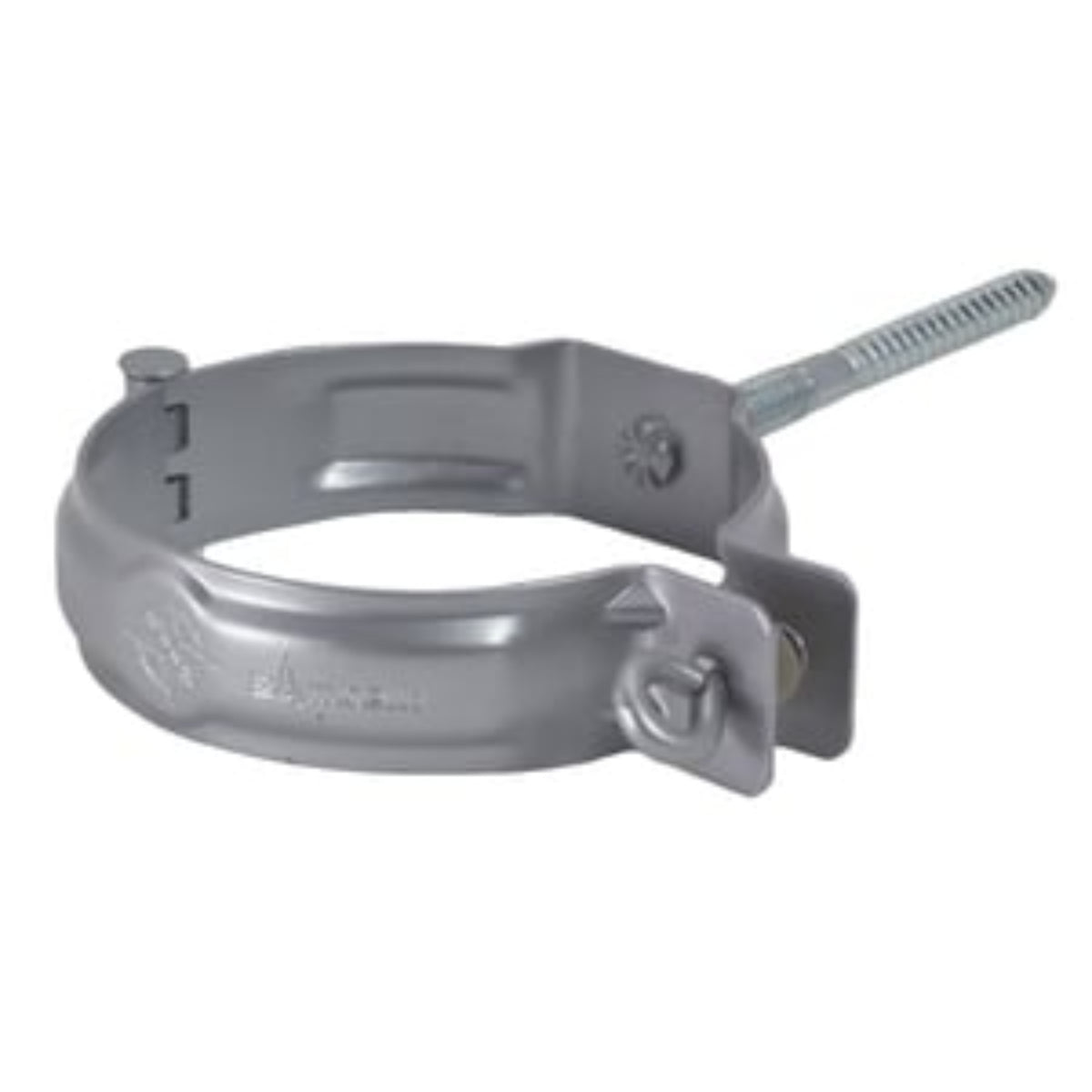 Euro Downspout Hinged Bracket in metallic silver - adjustable aluminum mounting system