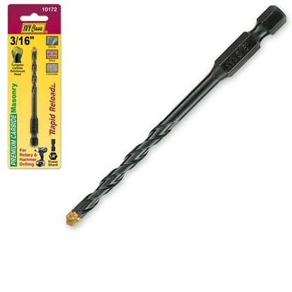 Ivy Classic masonry drill bit collection multiple sizes 1/8" 5/32" 3/16" 1/4" 5/16" 3/8" 1/2" tungsten carbide professional grade retail packaging