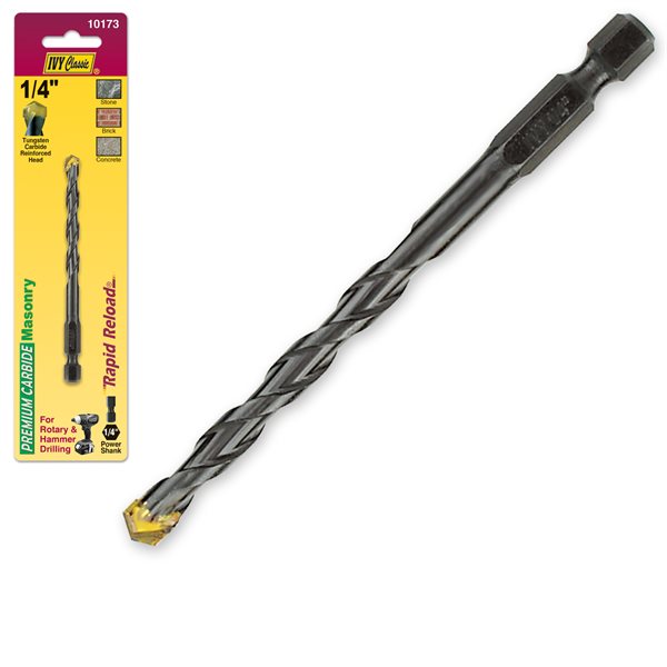 Ivy Classic masonry drill bit collection multiple sizes 1/8" 5/32" 3/16" 1/4" 5/16" 3/8" 1/2" tungsten carbide professional grade retail packaging