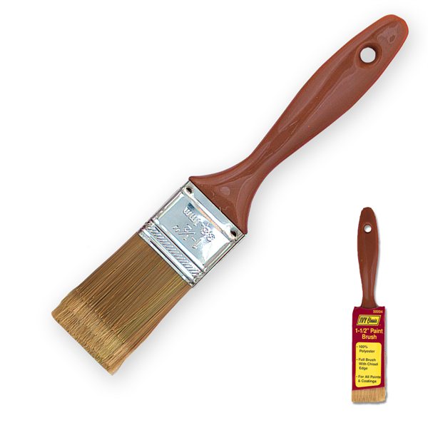 1-1/2" #50004 Ivy Professional 1-1/2 inch paint brush 100 percent polyester bristles chisel edge wooden handle contractor grade painting tool
