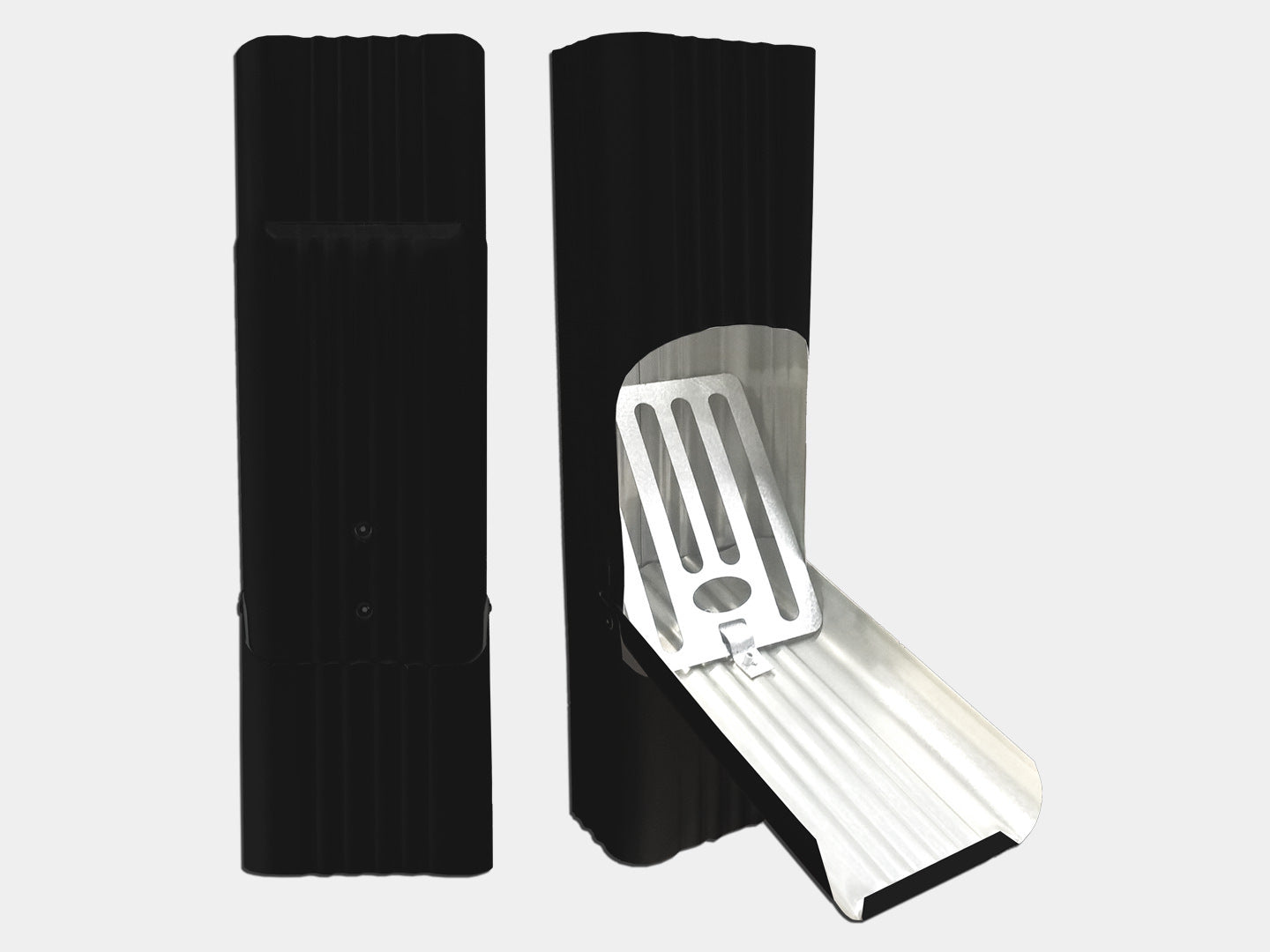 3x4 corrugated aluminum downspout cleanout hinged access door slotted design debris removal GutterAll Damascus Oregon