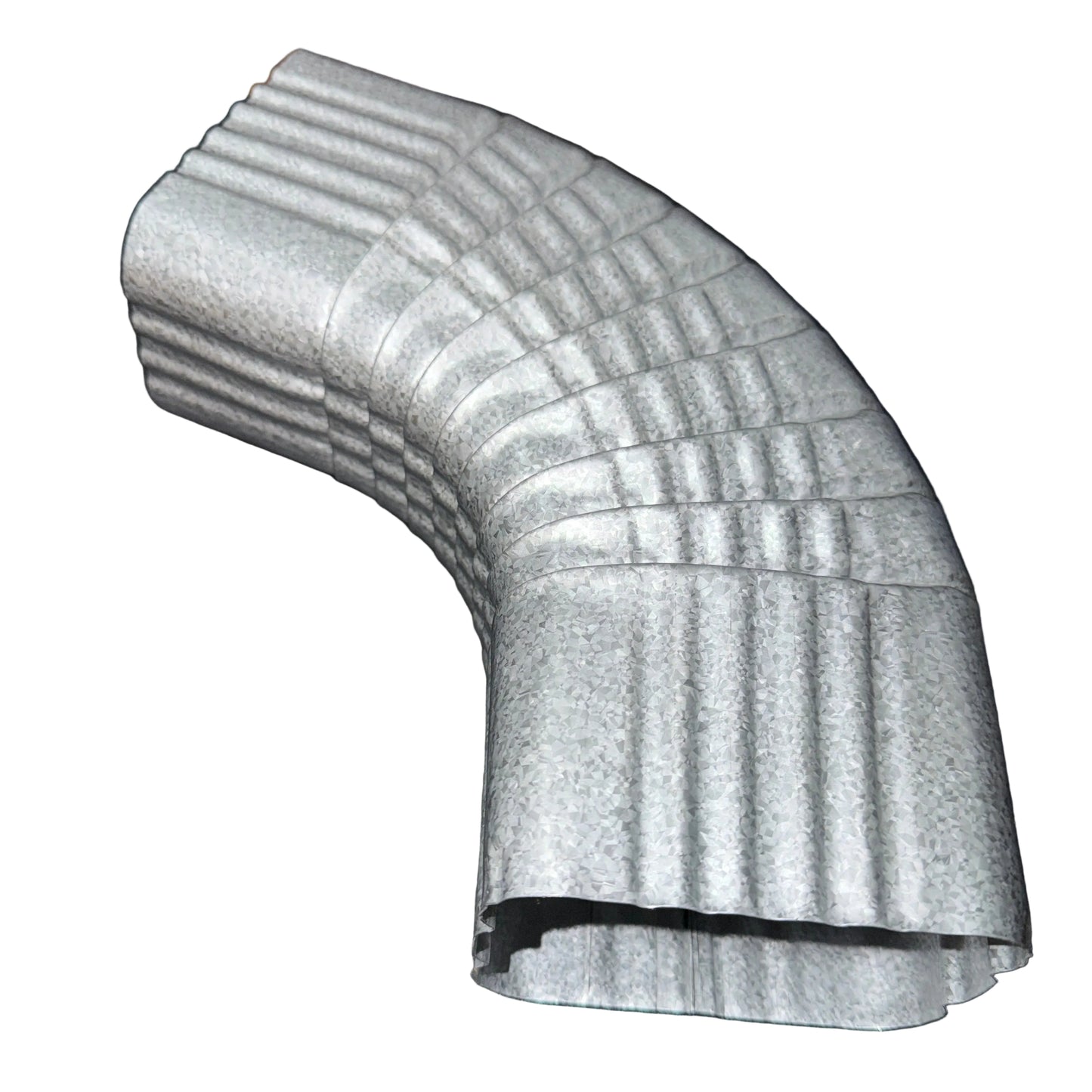 3x4 aluminum downspout elbow 75 degree Type B corrugated ribbed galvanized gutter bend fitting professional grade .019 gauge rectangular profile high capacity drainage tight spaces - GutterAll Damascus Oregon