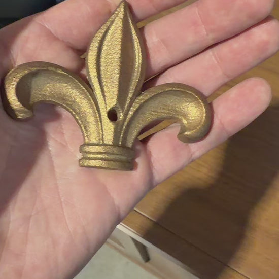 Solid brass fleur de lis medallion accent piece cast brass door gate furniture hardware 2.75 x 3.25 inch GutterAll Damascus Oregon