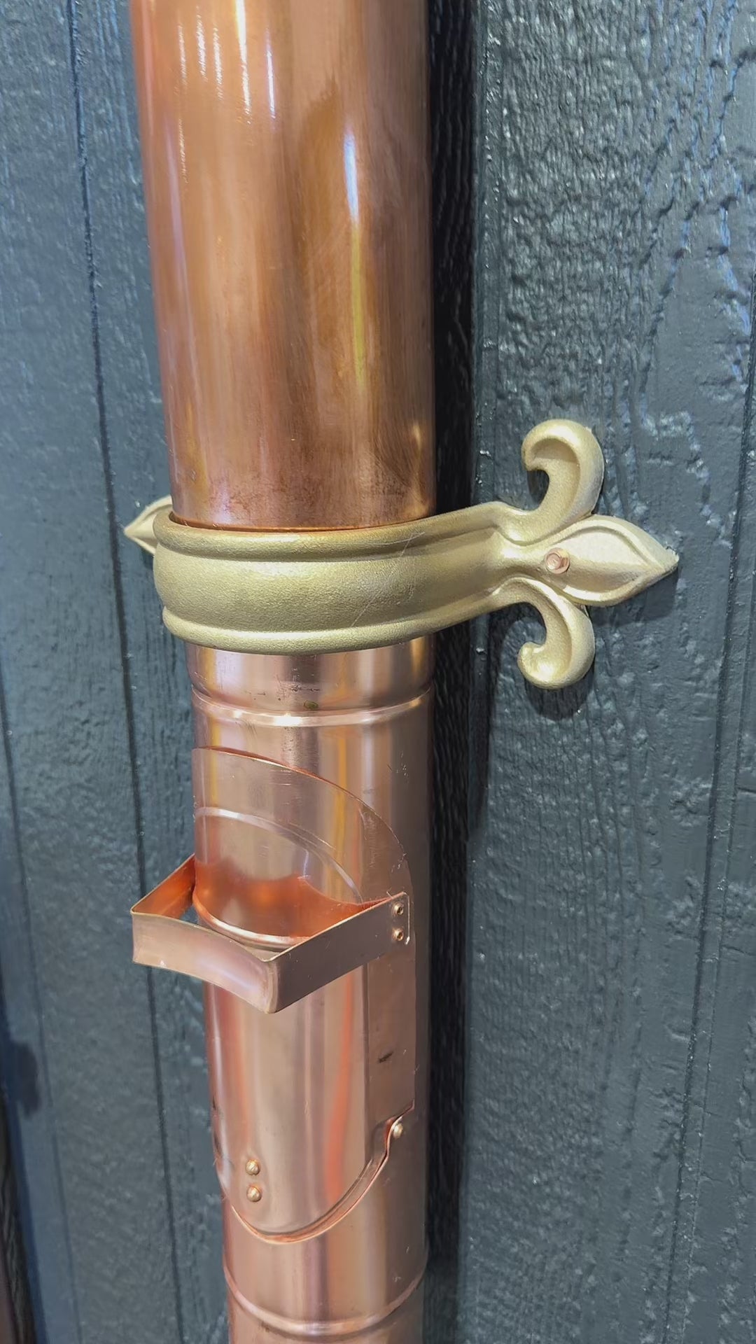 Fleur de Lis solid brass downspout bracket cast brass round copper gutter 3 4 5 inch GutterAll Damascus Oregon