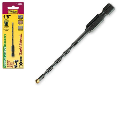 Ivy Classic masonry drill bit collection multiple sizes 1/8" 5/32" 3/16" 1/4" 5/16" 3/8" 1/2" tungsten carbide professional grade retail packaging