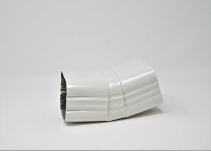 Corrugated aluminum 4x5 Type A gutter elbow with gentle 22.5 degree bend