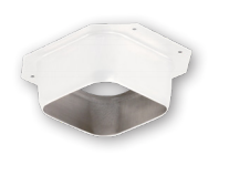 White aluminum rectangular gutter outlet with pop-in installation design