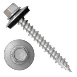 #10-12 x 1-1/2" Hex Head with Washer Screw Professional Grade Silver Gutter Fastener