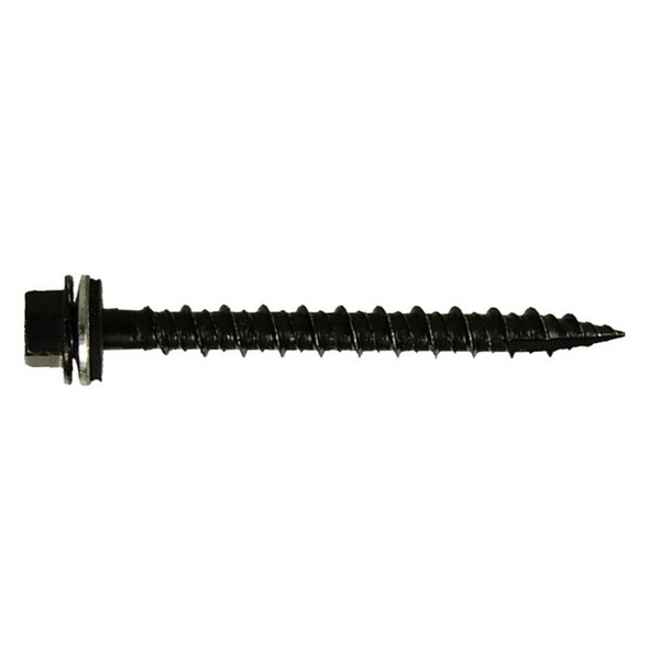 Black hex head washer screw, #10 x 2 inch, professional grade gutter fastener.