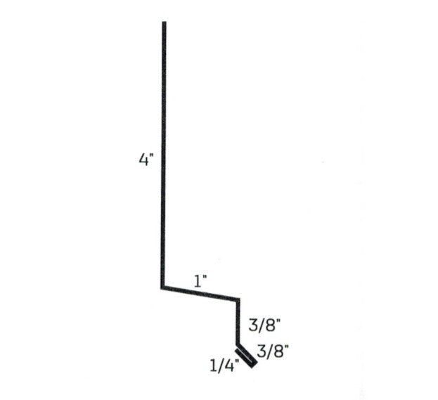 Supersider 1 inch step flashing 26ga white steel profile diagram 4 inch vertical 1 inch step Damascus Oregon GutterAll
