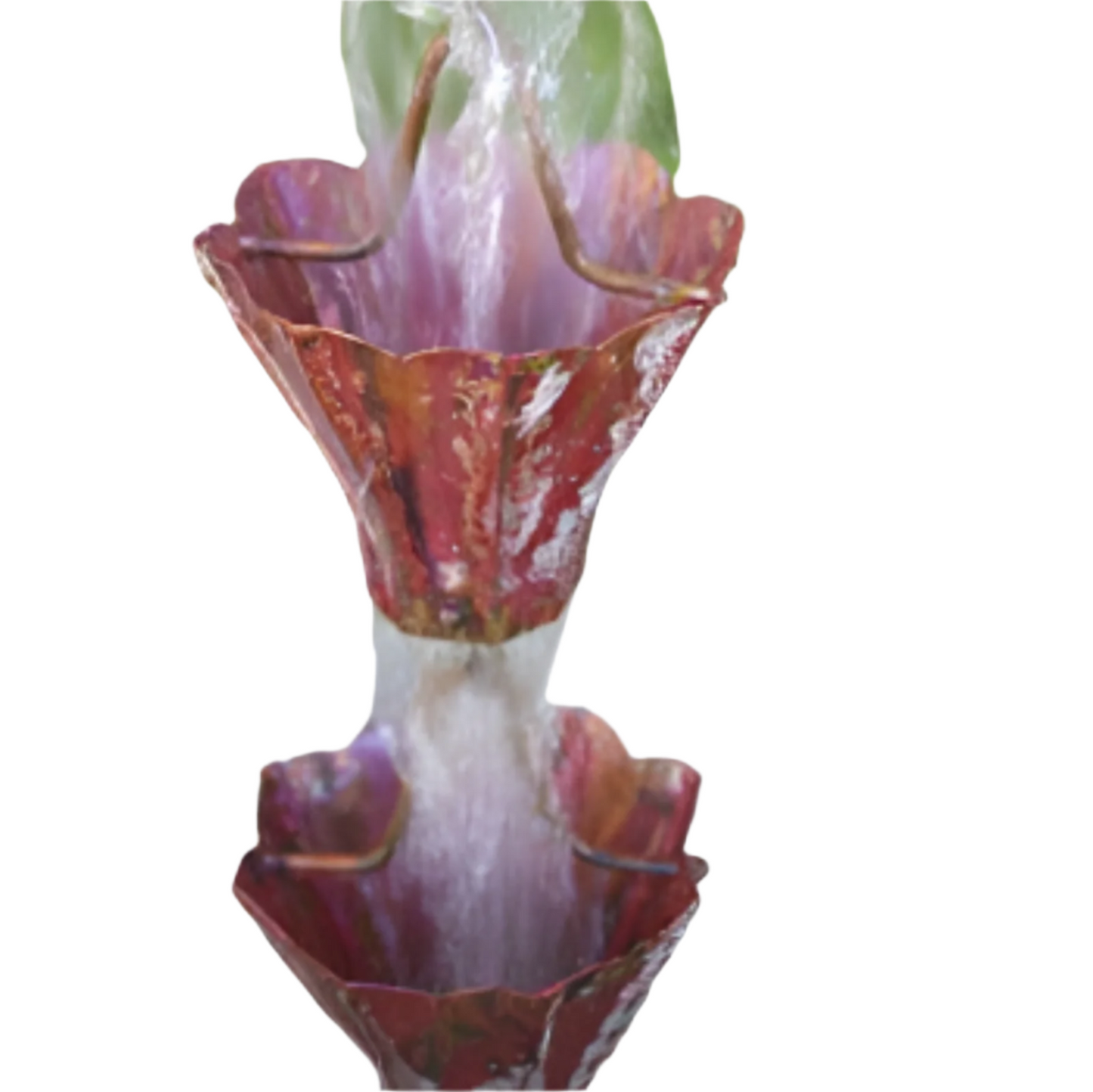 Aged Flower Cup Rain Chain – Timeless & Durable Copper Water Feature