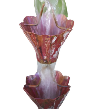 Aged Flower Cup Rain Chain – Timeless & Durable Copper Water Feature