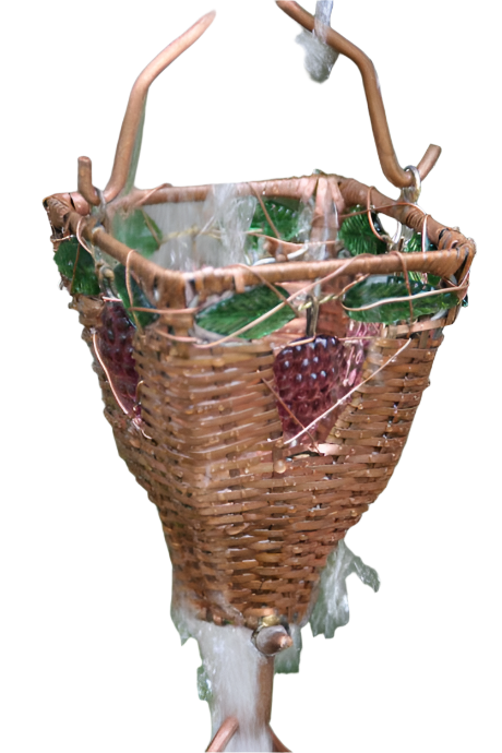 Basket of Grapes Rain Chain Copper Decorative Downspout Alternative Garden Water Feature