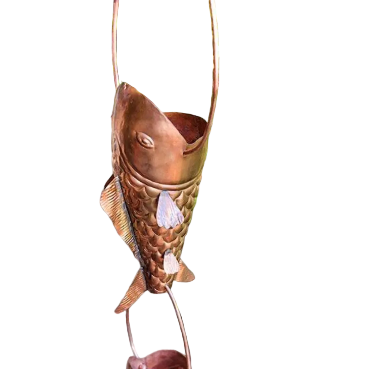 Koi Fish Copper Rain Chain 8 ft section with 8 handcrafted copper fish GutterAll Oregon