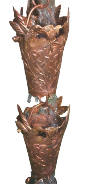 Copper Hummingbird Rain Chain - Decorative Functional Downspout Alternative