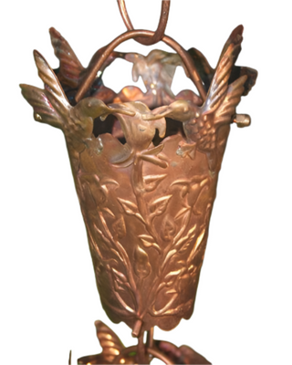 Copper Hummingbird Rain Chain - Decorative Functional Downspout Alternative