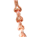 Close-up of copper figure 8 rain chain links with elegant design.