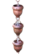 Oaknut Cup Rain Chain Copper Decorative Downspout Garden Art Water Feature Handcrafted