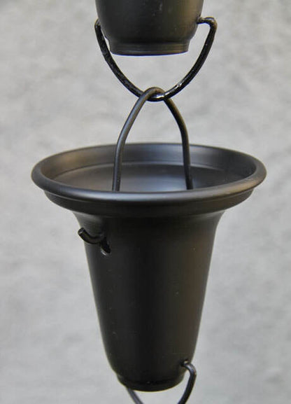 Simple bell cup aluminum rain chain 8ft sections with 20 cups. Powder coat in White, Black, Bronze, Copper. 3-1/4" x 3-3/8". Contractor and DIY. Damascus OR.