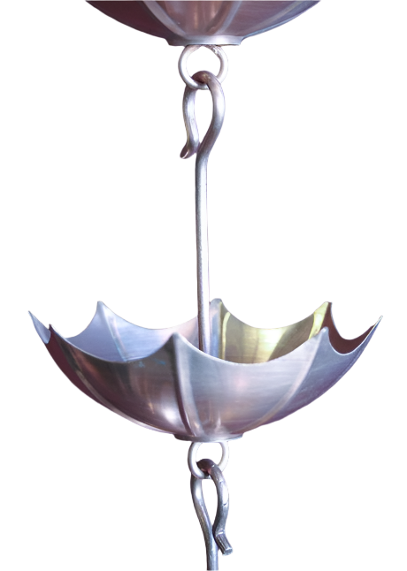 Stacked Umbrella Rain Chain - Decorative Aluminum Water Feature