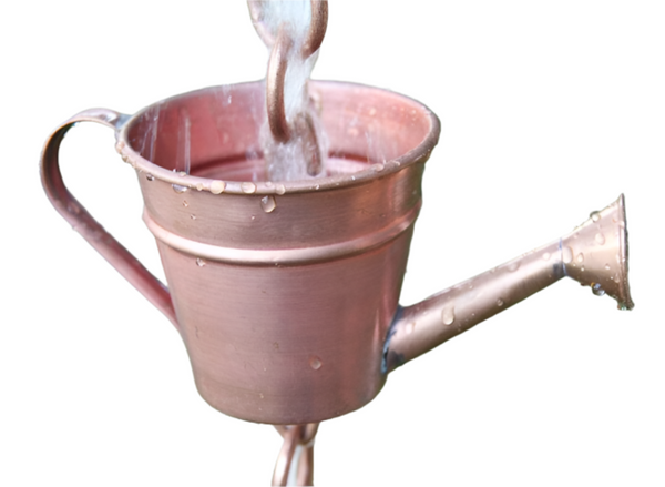 Watering Pot Rain Chain - Decorative Copper Garden Water Feature