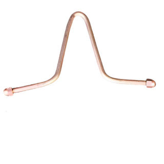 Copper metal hook for rain chain cups, professional-grade connector.