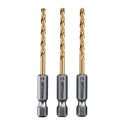 1/8" Impact Hex Shank Titanium Drill Bit Set, 3 Piece