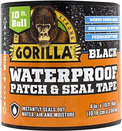 Gorilla Waterproof Patch Seal Tape 4 inch x 10 foot black roll instant leak repair bonds wet surfaces GutterAll Damascus Oregon