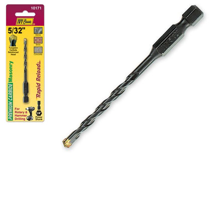 Ivy Classic masonry drill bit collection multiple sizes 1/8" 5/32" 3/16" 1/4" 5/16" 3/8" 1/2" tungsten carbide professional grade retail packaging