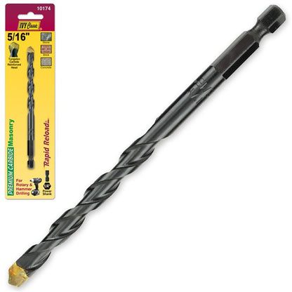 Ivy Classic masonry drill bit collection multiple sizes 1/8" 5/32" 3/16" 1/4" 5/16" 3/8" 1/2" tungsten carbide professional grade retail packaging