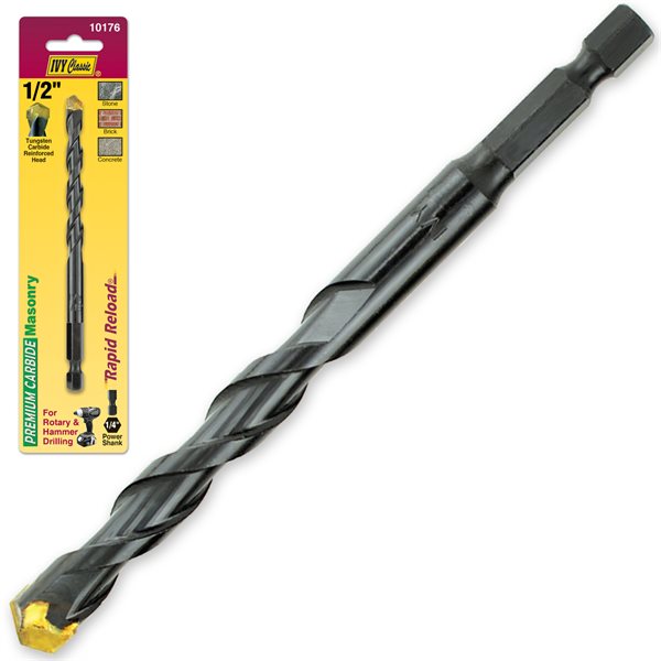 Ivy Classic masonry drill bit collection multiple sizes 1/8" 5/32" 3/16" 1/4" 5/16" 3/8" 1/2" tungsten carbide professional grade retail packaging