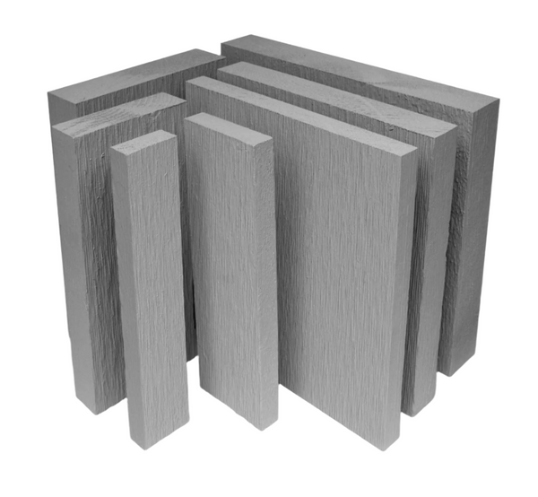 Premium white wood in gray color finish, multiple sizes for construction.