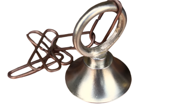 Brass loop kit for rain chain mounting, durable and weather-resistant.